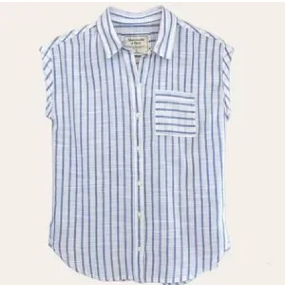 Abercrombie & Fitch cotton/linen blend  cap sleeve button down.